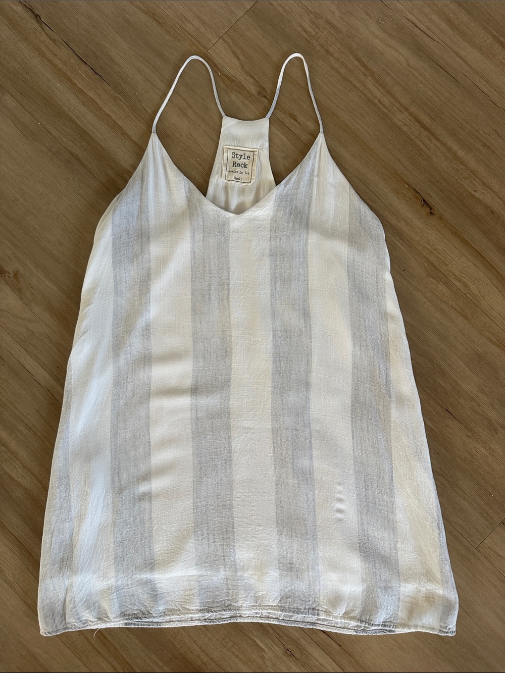Style Rack White and Light Blue Striped V-Neck Slip Mini Dress
